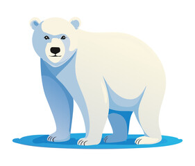 Majestic Polar Bear Adult Standing on Ice Floe North Pole Arctic Animal Wildlife Cartoon Vector