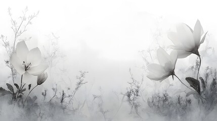 Elegant floral arrangement in monochrome with botanical and ethereal mood