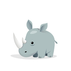 Little cute rhinoceros humble animal flat design