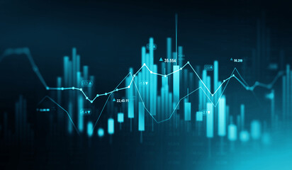 Stock market chart showing business growth, rising trends, financial performance, investment progress, profit increase, and market success indicators.Investment finance chart growth graph.