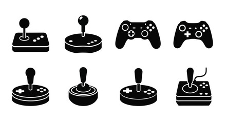 Retro and modern game controllers collection silhouette icons for gaming entertainment technology vector