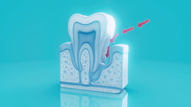 Conceptual 3D illustration of human periodontitis
