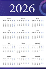 Modern and minimal 2026 calendar template with colorful wave design. Perfect for business, corporate, or personal use. Fully editable and printable layout