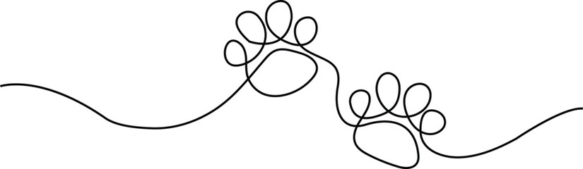 single line paw print of animal  footprint vector art  © Afshan
