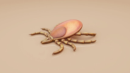 Conceptual 3D illustration of a tick parasite