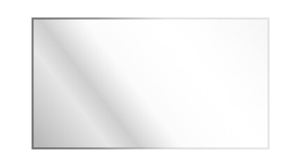 Realistic transparent glass rectangle plate. Acrylic texture frame with light reflection and glossy effect. Empty panel on white background. Vector PNG illustration.