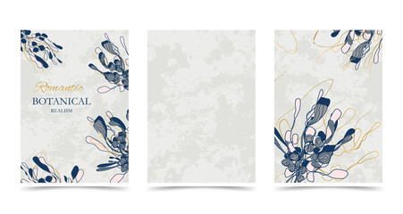 One line of a pattern of winter mistletoe branches, leafe. Modern art, a line of botanical background in the style of minimalism. for print, postcards, posters, banner. cute isolated illustration 