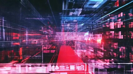Digital cityscape metaverse displaying futuristic data network - Powered by Adobe