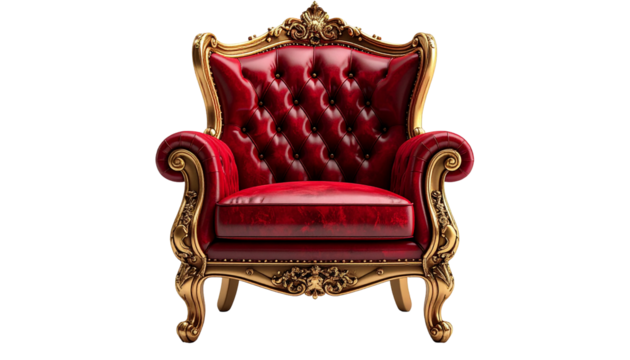 Ornate red and gold regal armchair