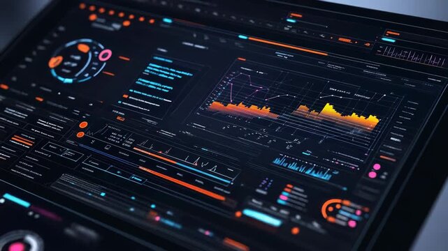 Digital dashboard displaying data analytics and financial trends - Powered by Adobe