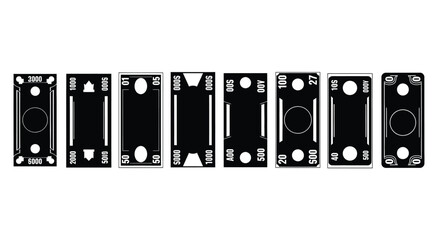 Collection of rectangular objects with rounded corners and internal details showcasing subtle variations vector