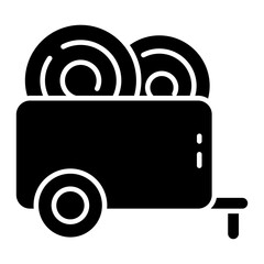 A solid design icon of haybale cart