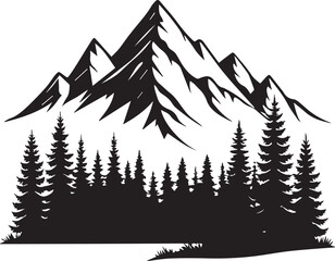 Winter forest landscape with snowy trees vector illustration