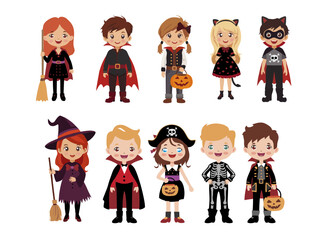 children wearing different Halloween costumes 