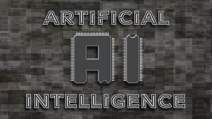 AI - Artificial Intelligence. The letters A and I in the form of microchips the abbreviation AI - 3D Illustration