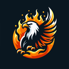 illustration of an eagle with flames