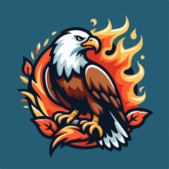 illustration of an eagle with flames