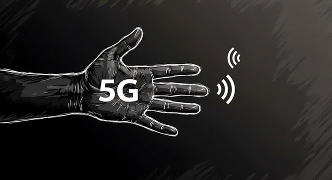 Hand with 5g network symbol, representing the next generation of technology