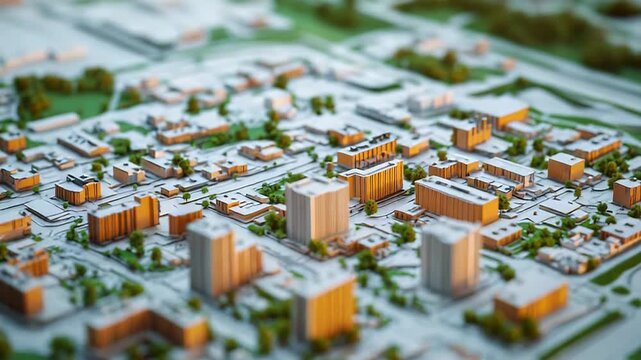 Urban planning architect model displaying city infrastructure