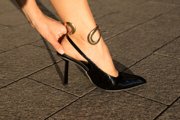 Heels concept. Legs of beautiful woman