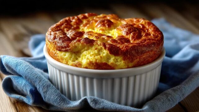 french souffl&eacute; au fromage, cheese souffl&eacute; zoom out video