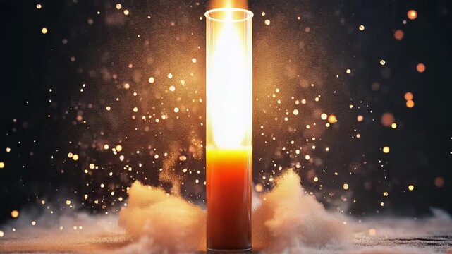 Test tube chemical reaction creating fire and sparks
