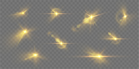 Collection of spot lighting with LED strobe beams. Bright luminous streaks and glowing flares create dramatic light effects. Ideal for concerts, stage performances, digital design, or creative visuals