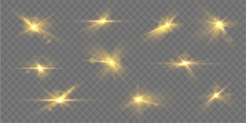 Pack of LED strobe spot lighting with radiant beams. Glowing streaks and sparkling flares create intense light effects. Perfect for stage design, concerts, parties, or creative digital visuals.