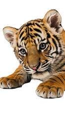 Obraz premium Isolated Tiger Cub Portrait Natural Lighting Warm Tones