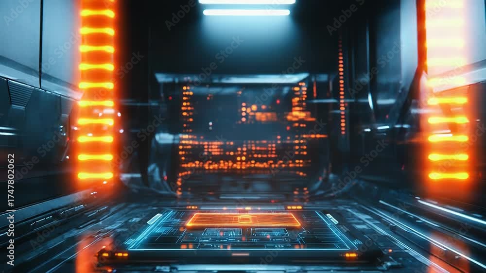 Wall mural futuristic server room displaying glowing data processing technology