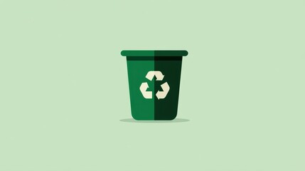 Green Recycling Bin Icon on Light Background for Eco-Friendly Themes