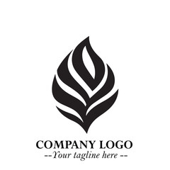 Obraz premium Leaf Logo Symbol Black on White Background in Elegant Minimalist Vector Design for Eco Branding