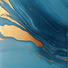 Abstract Teal Gold Marble Texture Background Swirl Design