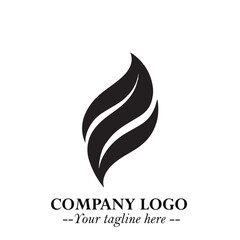 Obraz premium Leaf Logo Symbol Black on White Background in Elegant Minimalist Vector Design for Eco Branding