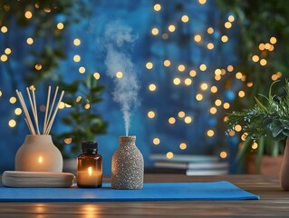 Serene Spa Night Aromatherapy Diffuser Essential Oils Candle Yoga Mat