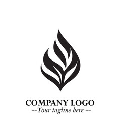 Leaf Logo Symbol Black on White Background in Elegant Minimalist Vector Design for Eco Branding