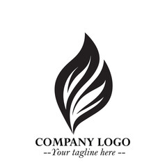 Leaf Logo Symbol Black on White Background in Elegant Minimalist Vector Design for Eco Branding