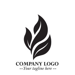 Leaf Logo Symbol Black on White Background in Elegant Minimalist Vector Design for Eco Branding