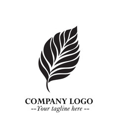 Leaf Logo Symbol Black on White Background in Elegant Minimalist Vector Design for Eco Branding