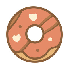 Cute Pink Frosted Donut with Heart Sprinkles