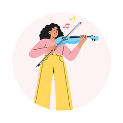 Performing on Violin PNG file on transparent background.
