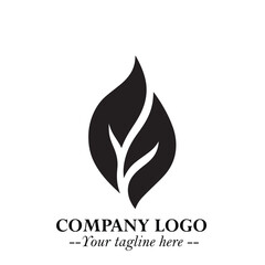 Leaf Logo Symbol Black on White Background in Elegant Minimalist Vector Design for Eco Branding