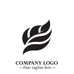Leaf Logo Symbol Black on White Background in Elegant Minimalist Vector Design for Eco Branding