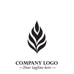 Leaf Logo Symbol Black on White Background in Elegant Minimalist Vector Design for Eco Branding