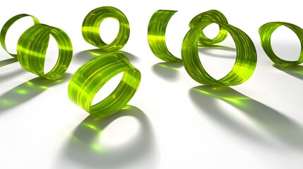 Abstract Green Glass Rings Spiral Design Background