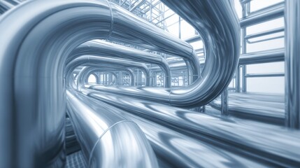 Intricate Network of Metallic Pipes in Industrial Facility
