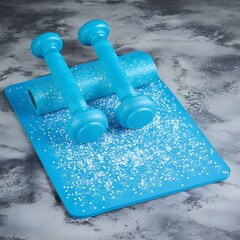 Blue Dumbbells and Yoga Mat Fitness Still Life