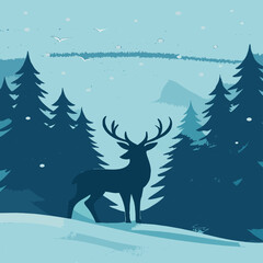 deer in winter forest