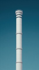Tall Industrial Chimney Against Clear Blue Sky in Modern Setting