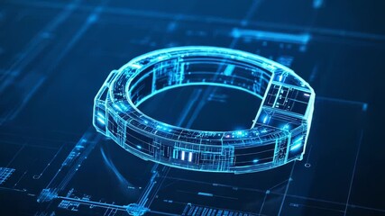 Digital smartwatch blueprint displaying future wearable technology design - Powered by Adobe